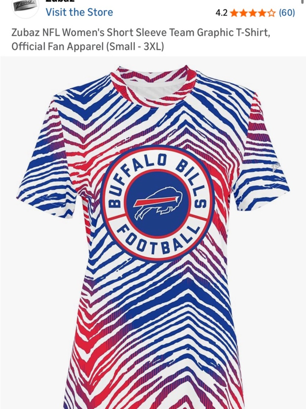 Buffalo Bills Short Sleeve Zebra-Stripe Fan Tee - Red, Blue, White